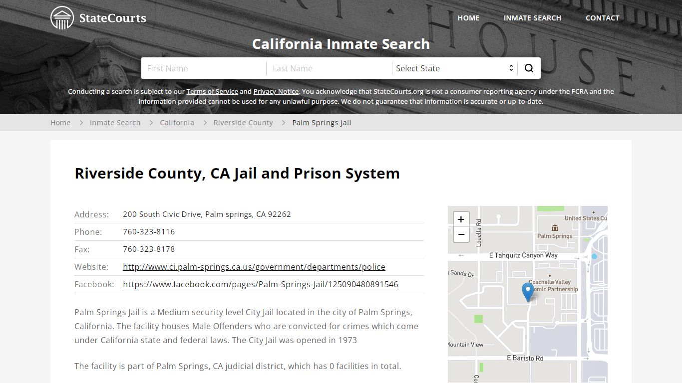 Palm Springs Jail Inmate Records Search, California ...